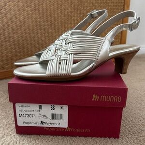 Munro Silver Strappy Heeled Sandals